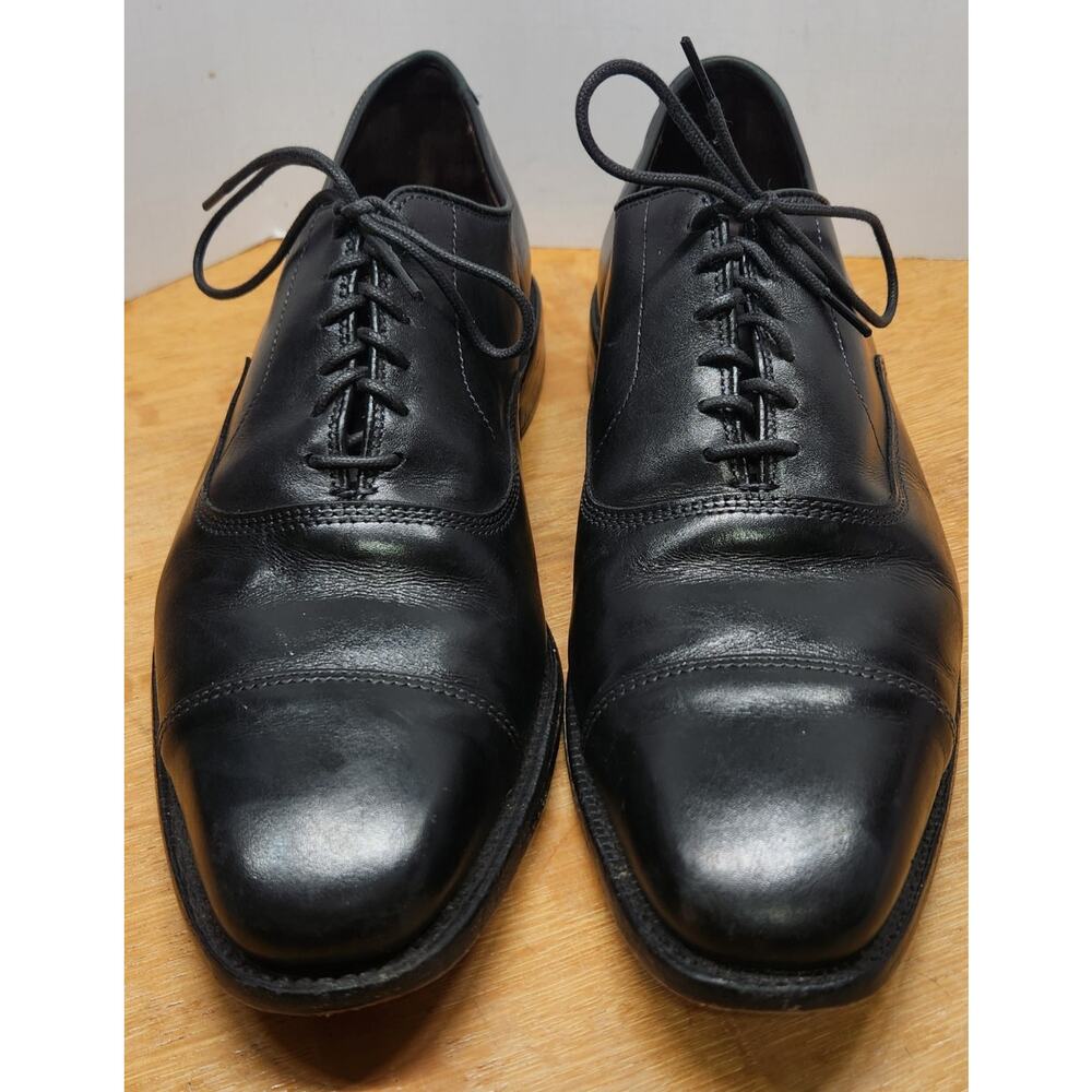 Mens ALLEN EDMONDS The Harrison Black Leather Cap Toe Dress Shoes Size 9 D